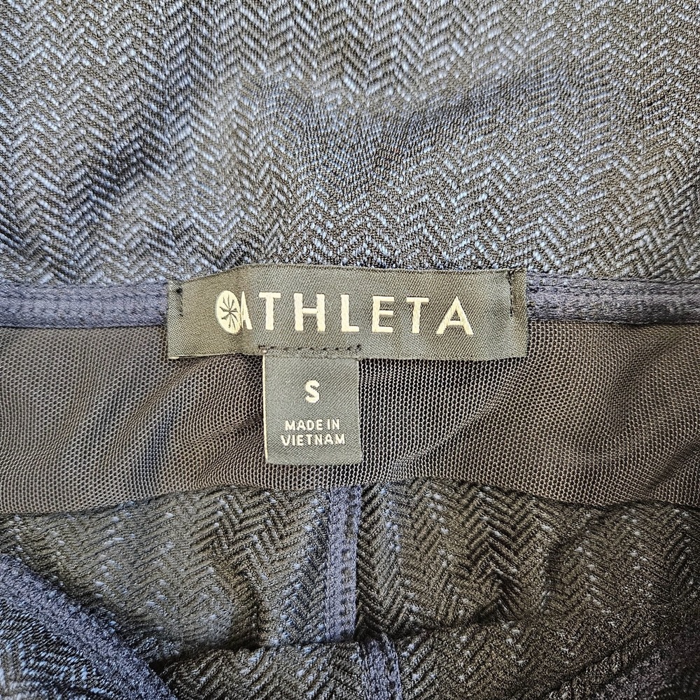 Athleta Mercer Herringbone Leggings Small Navy‎ Blue High Rise Pockets Slit Hem - Picture 3 of 9